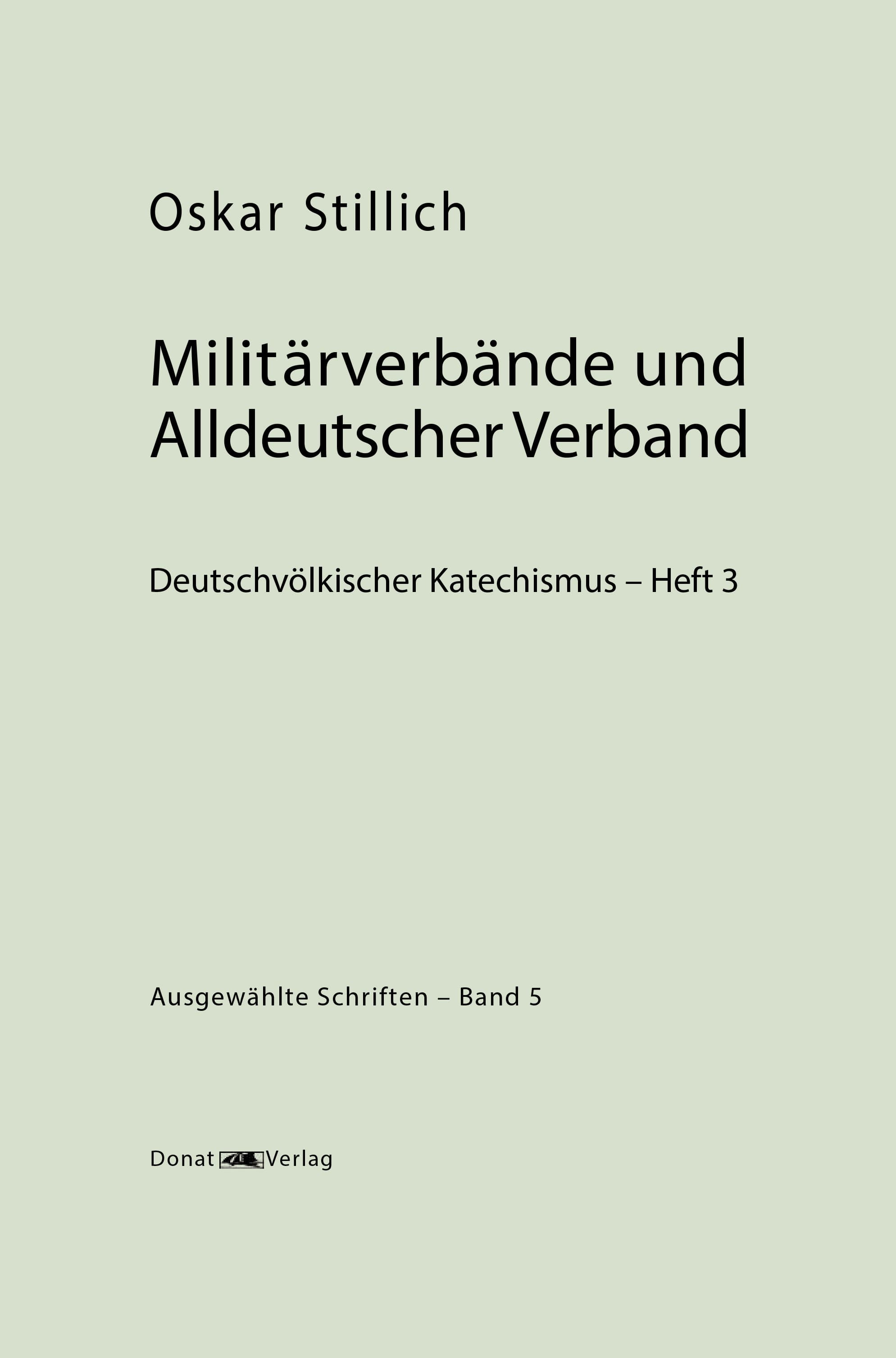 Band 5, Militärverbände und Alldeutscher Verband